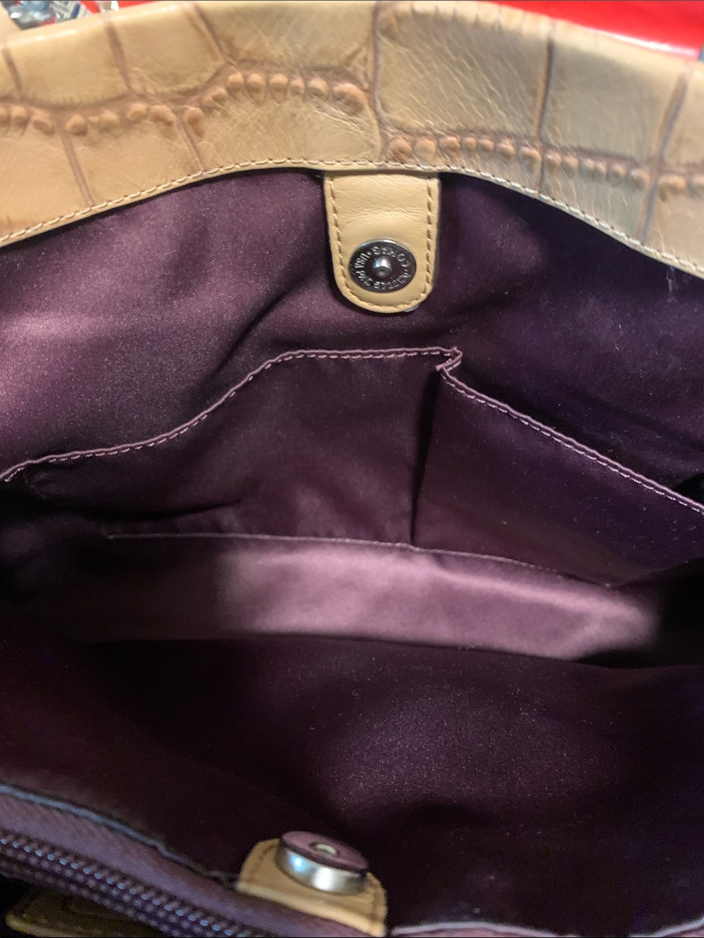 Coach Croc-Embossed Tan Leather Tote - Picture 10 of 12